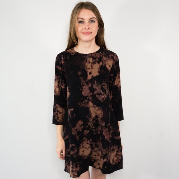 Wilfred Dresses & Skirts - WILFRED ARITZIA Black & Brown Tie-Dye Shift Dress